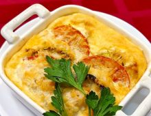 Baked zander with vegetables