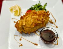 Pike perch fillet cutlet with shrimp